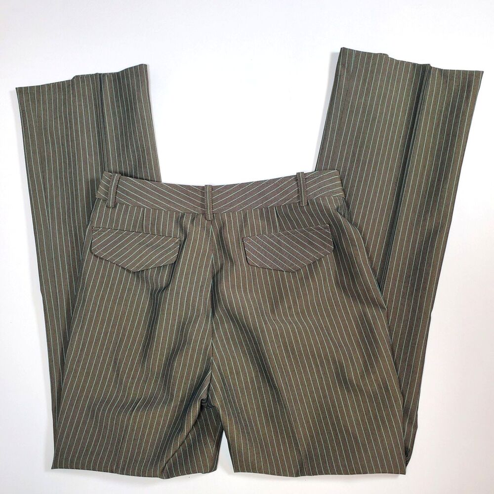Etcetera Women’s Dress Pants Size 2 Gray Blue Stripe Mid Rise Lined Back Pockets